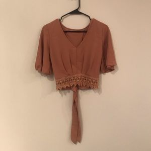 Tie brown cropped top